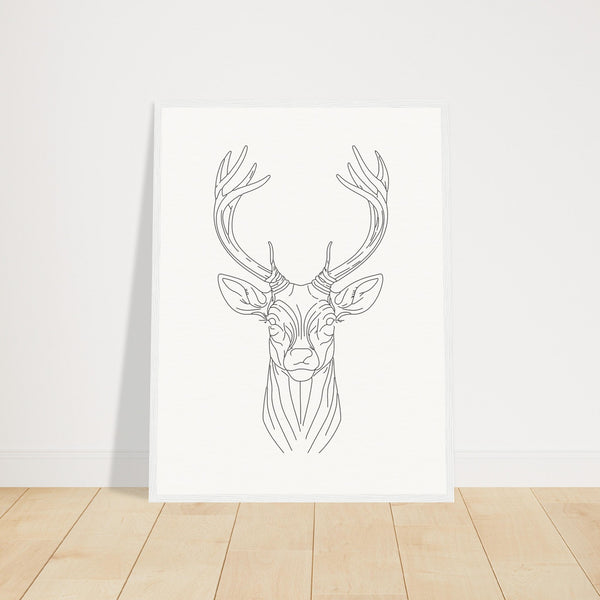 Nature's Grace - Deer Illustration - 45x60 cm 18x24″ White frame - Wooden Framed Posters