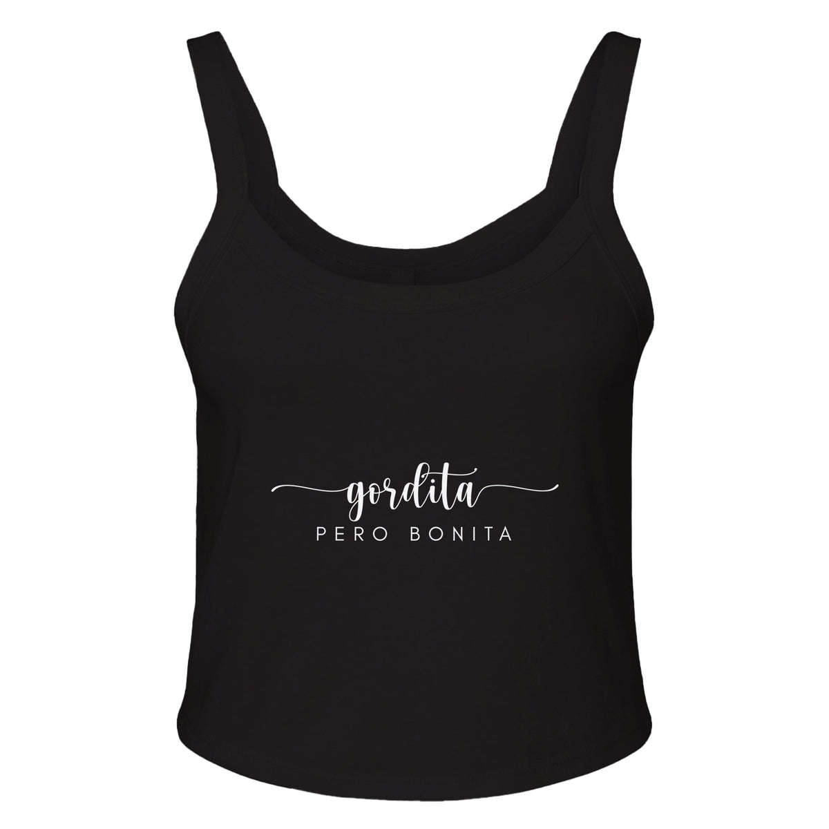 Celebrating Inner Beauty - Gordita PERO BONITA - solid blk blend - Tank Tops