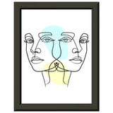 Twins in Harmony - Minimalist Faces with Pastel Touch - 15x20 cm 6x8″ - Metal Framed Posters