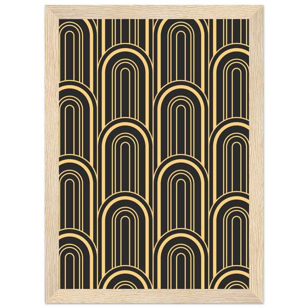 Timeless Elegance - Black and Gold Art Deco Masterpiece - A4 21x29.7 cm 8x12″ Wood frame - Framed Posters