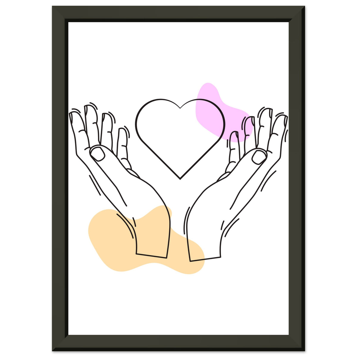 Heartfelt Embrace - Love Line Art Poster - A4 21x29.7 cm 8x12″ - Metal Framed Posters