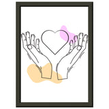 Heartfelt Embrace - Love Line Art Poster - A4 21x29.7 cm 8x12″ - Metal Framed Posters