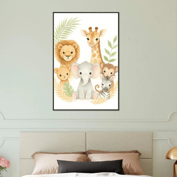 Safari Friends – Nursery Metal Framed Poster Gift - - Metal Framed Posters