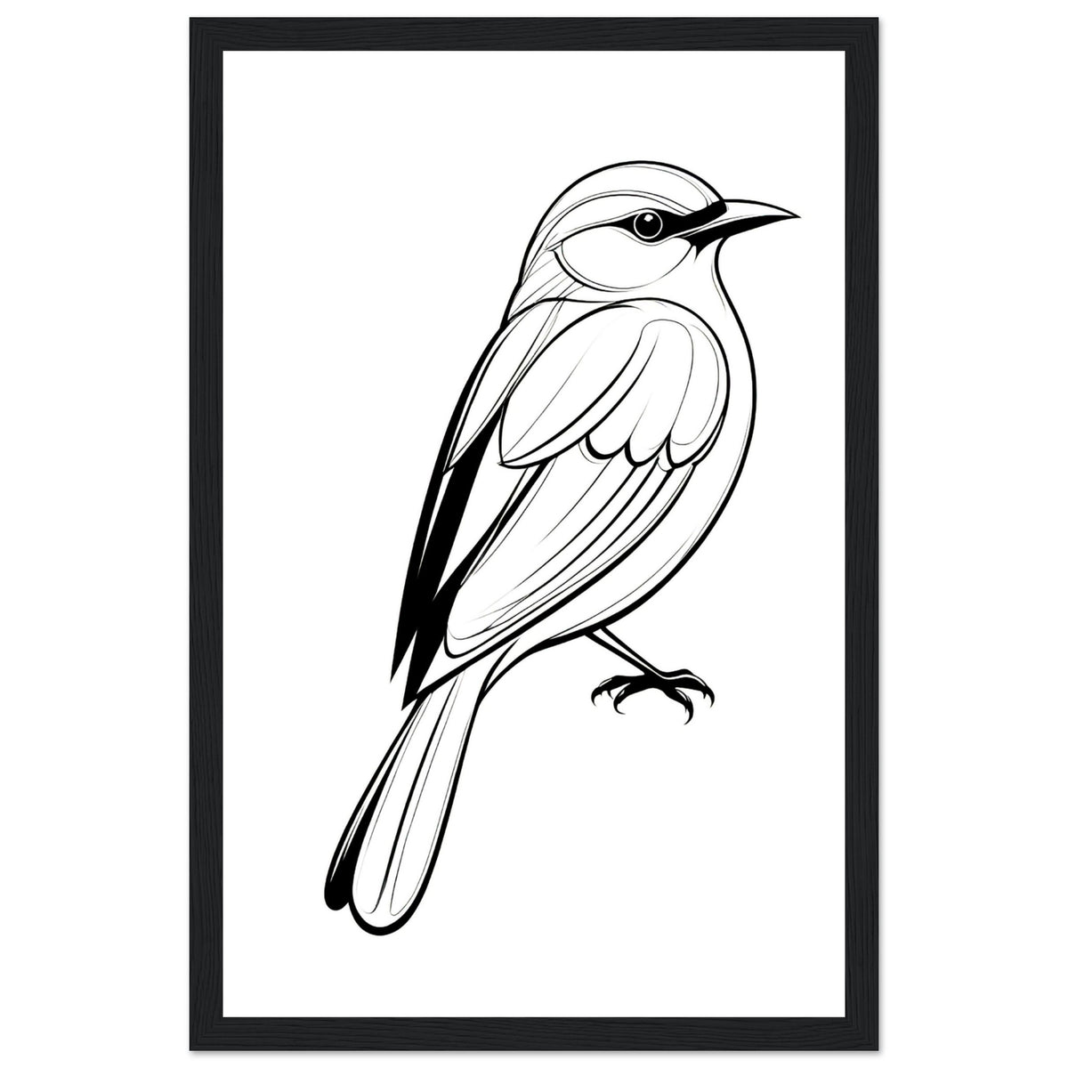 Serenity in Lines - Framed Bird Poster - 28x43 cm XL (11x17″) Black frame - Framed Posters