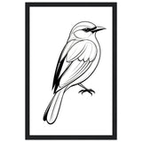 Serenity in Lines - Framed Bird Poster - 28x43 cm XL (11x17″) Black frame - Framed Posters