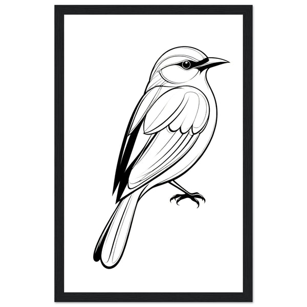 Serenity in Lines - Framed Bird Poster - 28x43 cm XL (11x17″) Black frame - Framed Posters