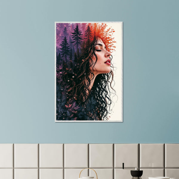 Nature’s Muse - Woman and Forest Fusion Framed Art - - Framed Posters