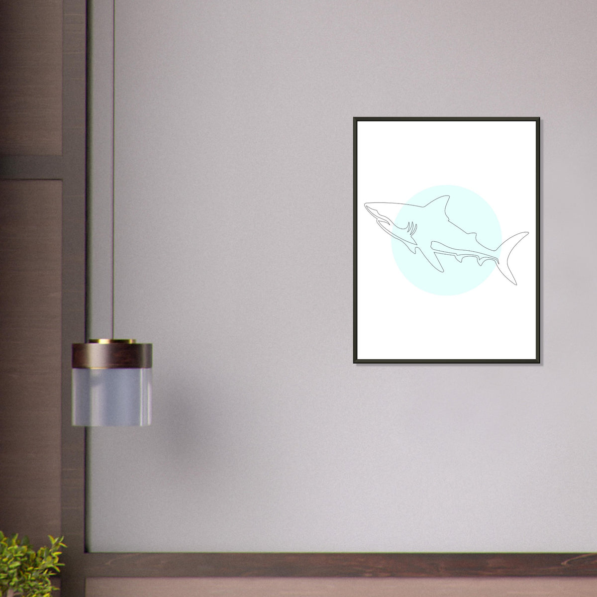 Majestic Shark - Minimalist Line Art - - Metal Framed Posters