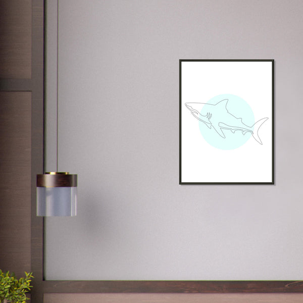 Majestic Shark - Minimalist Line Art - - Metal Framed Posters