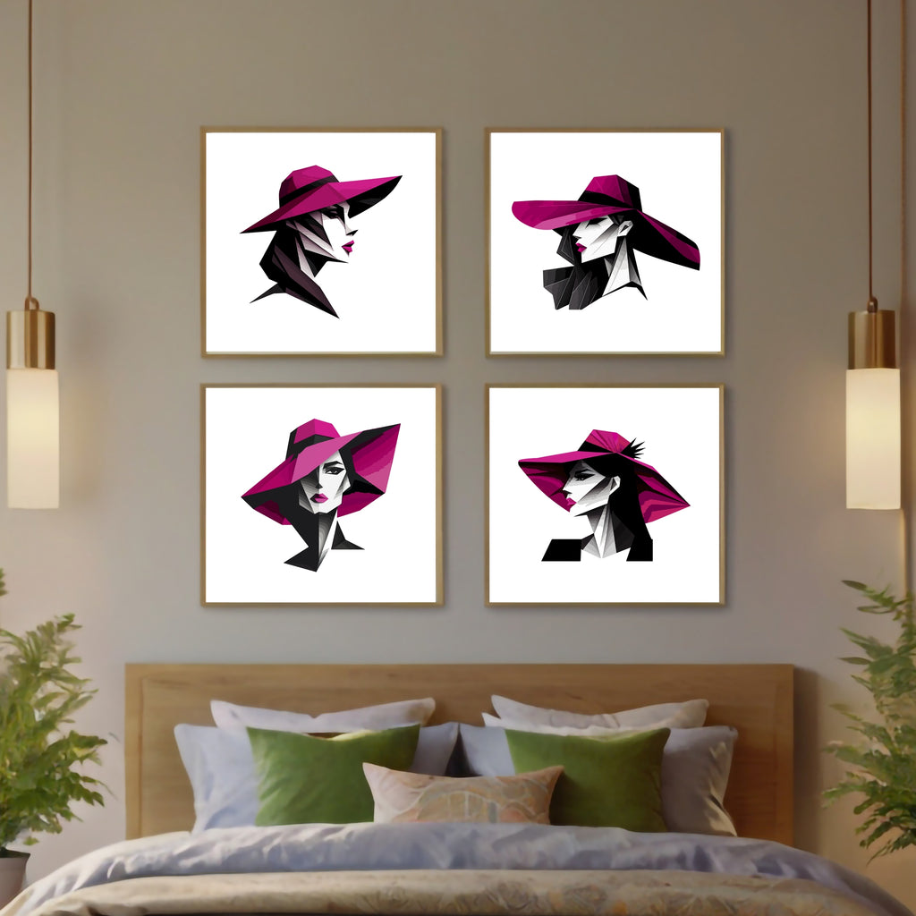 The Timeless Lady - Magenta Hat Glamour - 20x20 - Framed Posters