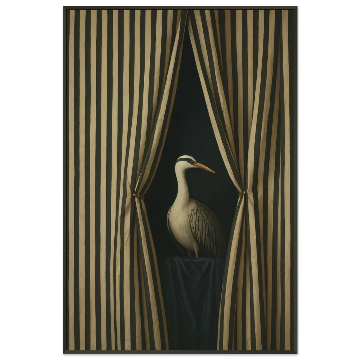 Striped Curtain Art Print – Metal Framed Poster for Gifting - - Metal Framed Posters