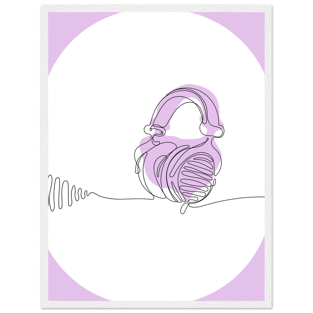 Melodic Moments - Stylish Headphones Print - 45x60 cm 18x24″ White frame - Framed Prints