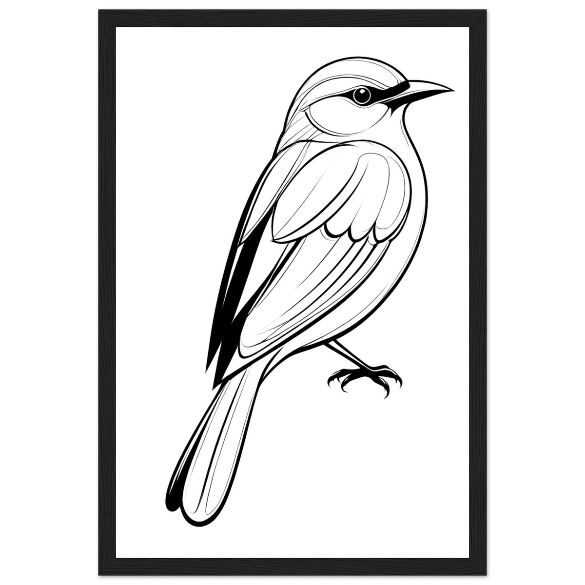 Serenity in Lines - Framed Bird Poster - 30x45 cm 12x18″ Black frame - Framed Posters