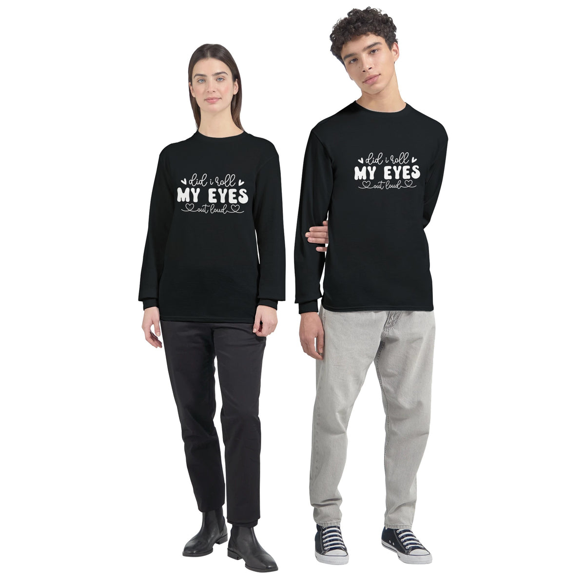 Speak Without Words - Let Our Design Roll Your Eyes for You! - Black - Long Sleeve T-shirts