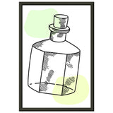 Vintage Charm - Line Art Bottle with Pastel Accents - 30x45 cm 12x18″ - Metal Framed Posters