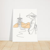 Serene Japanese Elegance - Framed Line Art - 45x60 cm 18x24″ White frame - Wooden Framed Posters