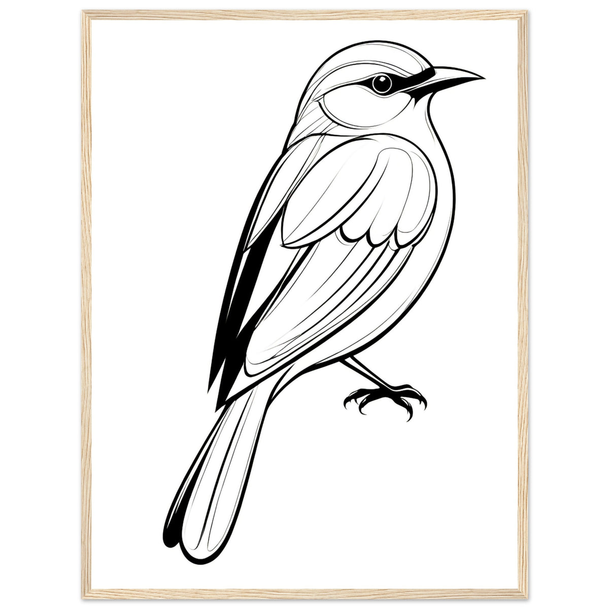 Serenity in Lines - Framed Bird Poster - 60x80 cm 24x32″ Wood frame - Framed Posters