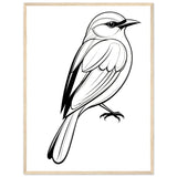 Serenity in Lines - Framed Bird Poster - 60x80 cm 24x32″ Wood frame - Framed Posters