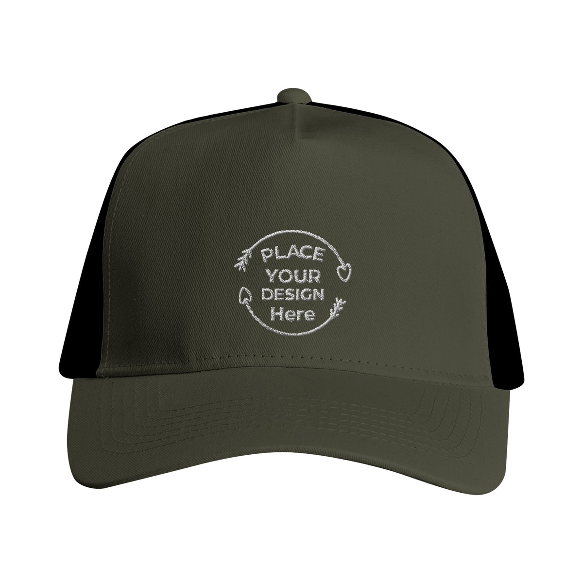 Classic Customizable Trucker Style with Modern Comfort - Olive Green And Black - Snapback Trucker