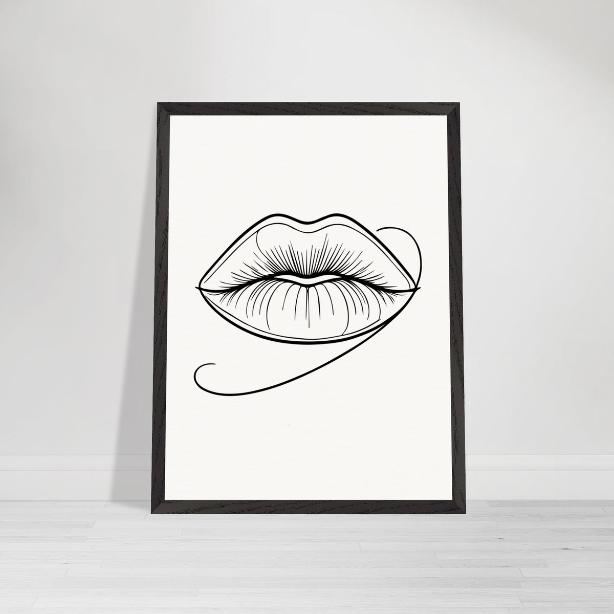 Natural Beauty - Framed Lips Artwork on Matte Paper - 45x60 cm 18x24″ Black frame - Wooden Framed Posters