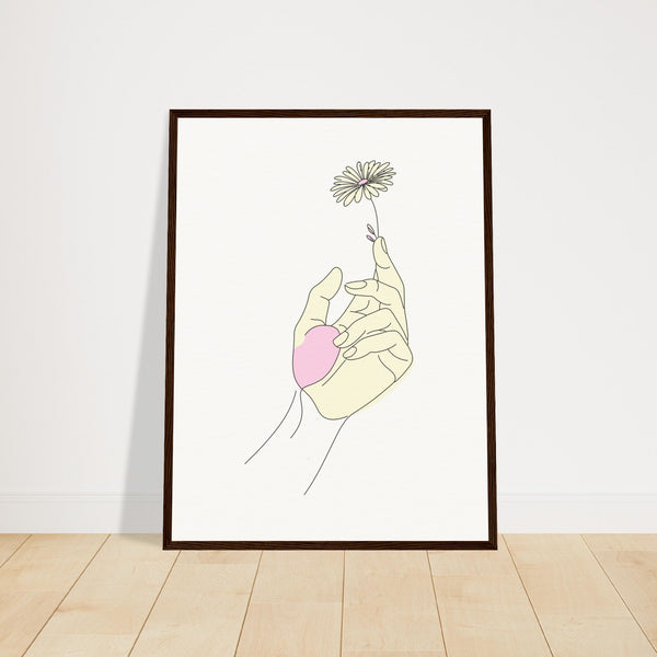 Artistic Grace - Hand & Flower Poster in Pine Wood Frame - 45x60 cm 18x24″ Dark wood frame - Wooden Framed Posters