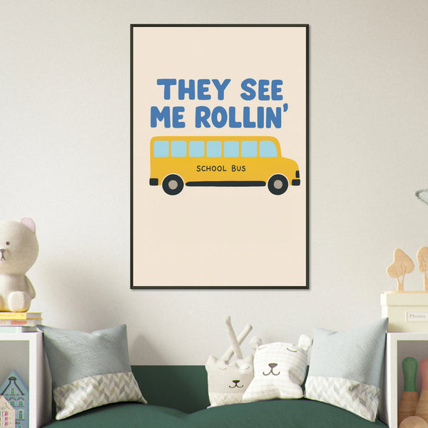 Funny School Bus - Metal Framed Poster for Teachers - Default Title - Metal Framed Posters