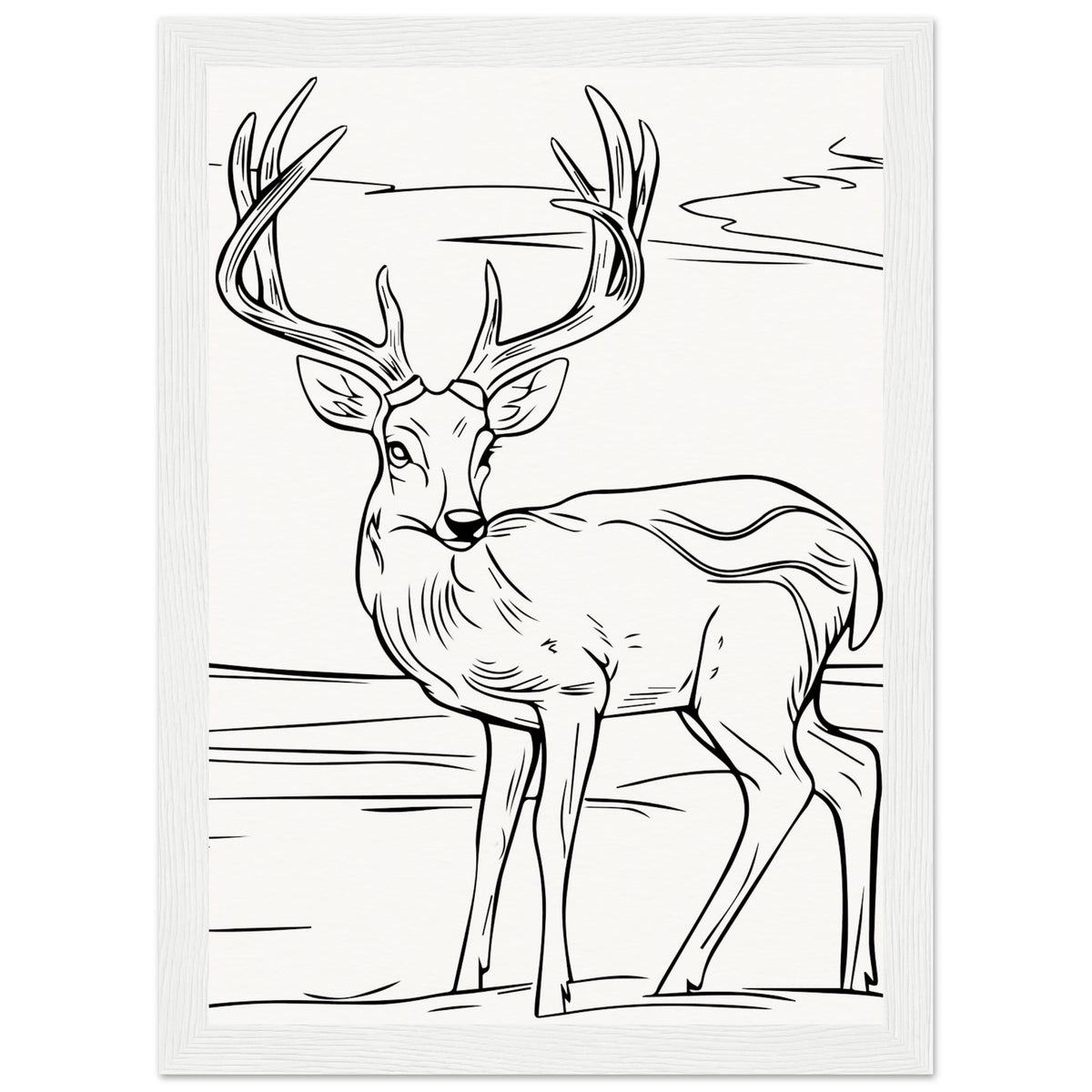 Elegance in Nature - Deer in Line - A4 21x29.7 cm 8x12″ White frame - Wooden Framed Posters