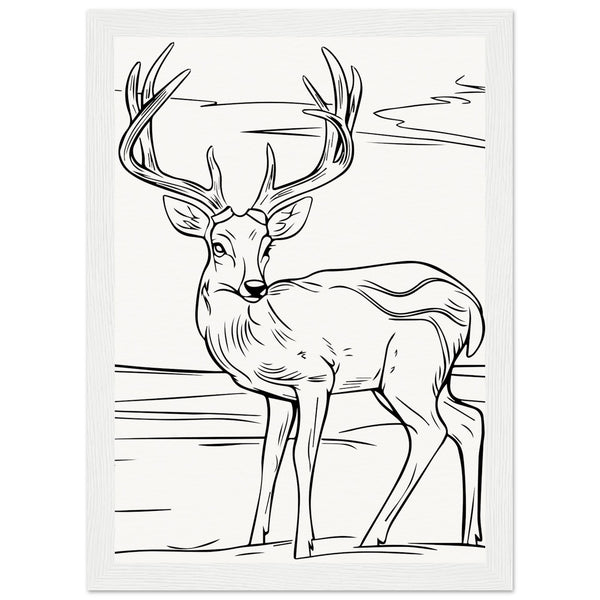 Elegance in Nature - Deer in Line - A4 21x29.7 cm 8x12″ White frame - Wooden Framed Posters