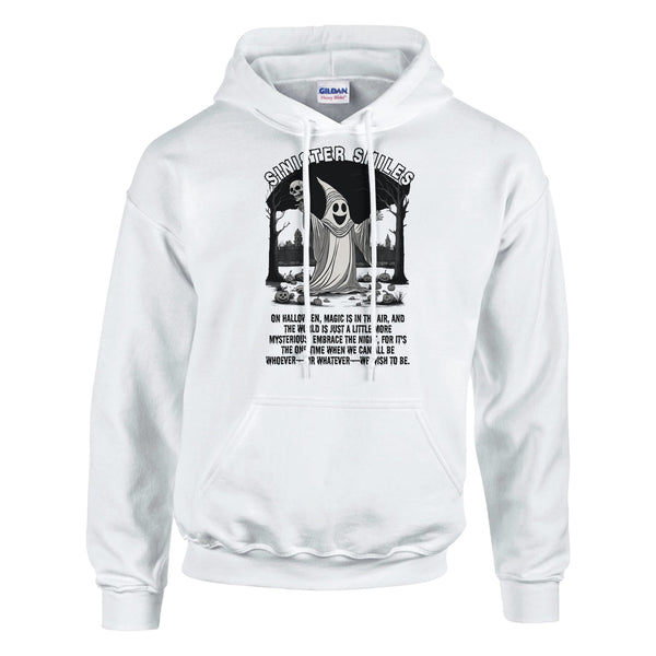 Smiling Ghost - Playful Halloween Vibes - White - Hoodies