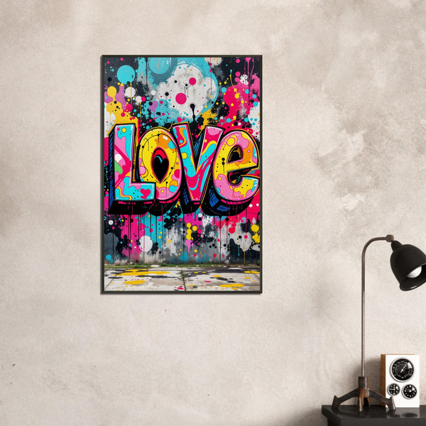 Explosive Colors - Graffiti-Inspired LOVE Design - - Framed Poster