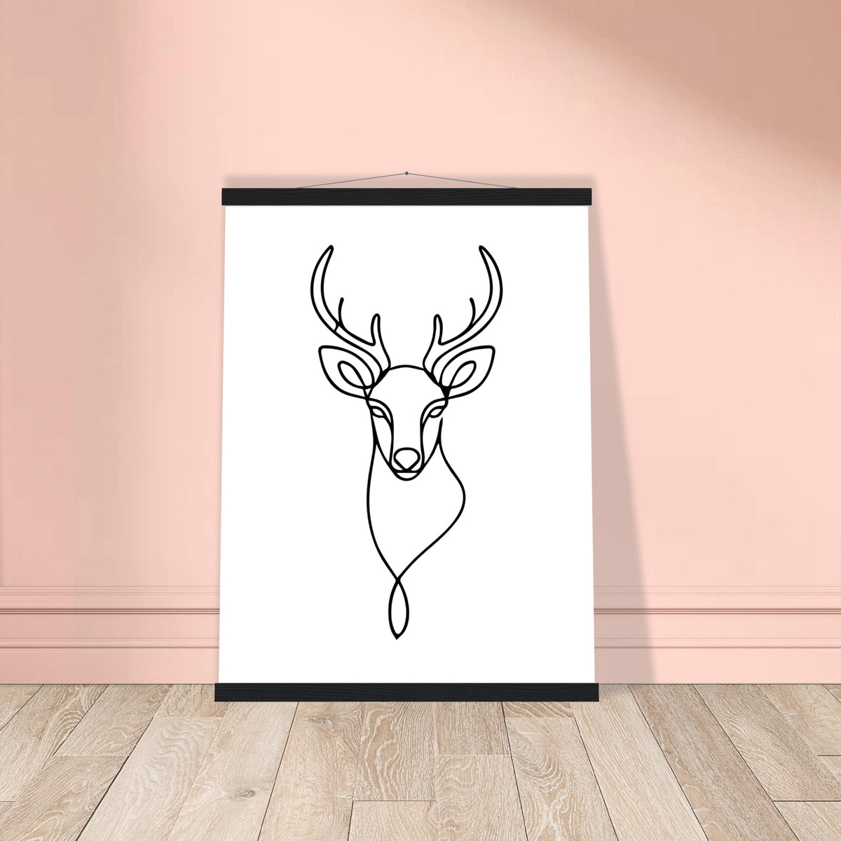 Graceful Lines - Deer Design for Contemporary Spaces - 45x60 cm 18x24″ Black wall hanger - Posters With Hanger