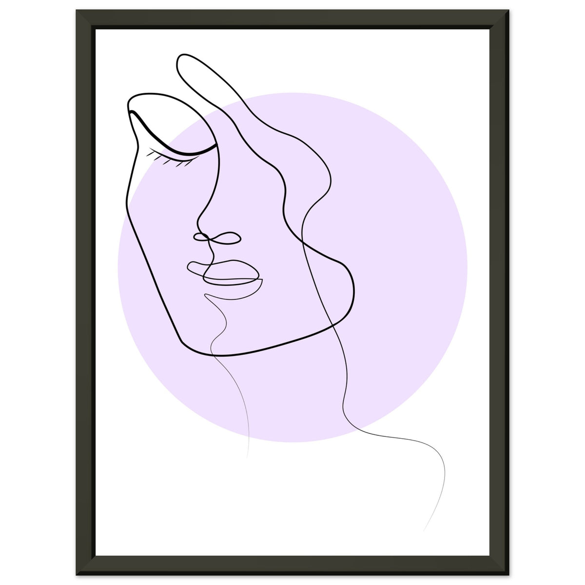 Simplicity and Grace - Pastel-Infused Line Art Portrait - 30x40 cm 12x16″ - Metal Framed Posters