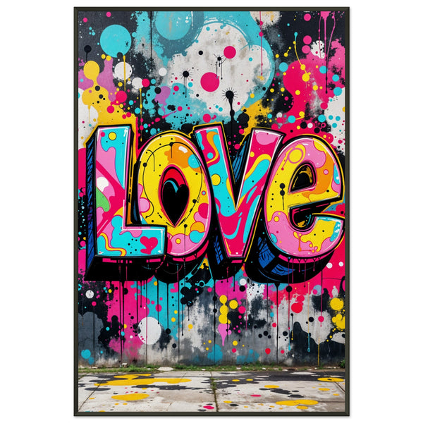 Explosive Colors - Graffiti-Inspired LOVE Design - - Framed Poster