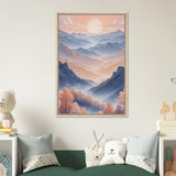 Morning Glow - Sunrise Over Serene Mountain Ranges - - Framed Canvas