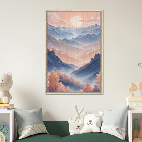 Image of Morning Glow - Sunrise Over Serene Mountain Ranges