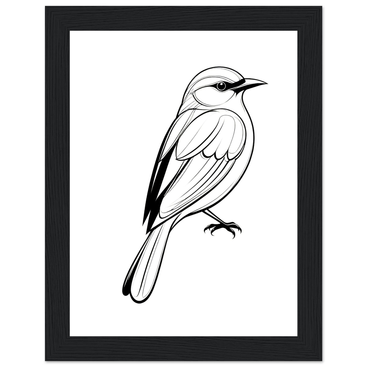 Serenity in Lines - Framed Bird Poster - 15x20 cm 6x8″ Black frame - Framed Posters