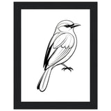 Serenity in Lines - Framed Bird Poster - 15x20 cm 6x8″ Black frame - Framed Posters