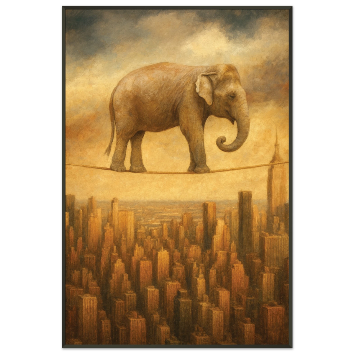 Give Big Dreams – Elephant on Wire Metal Framed Poster - Default Title - Metal Framed Posters