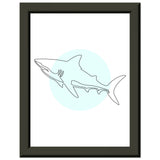 Majestic Shark - Minimalist Line Art - 15x20 cm 6x8″ - Metal Framed Posters