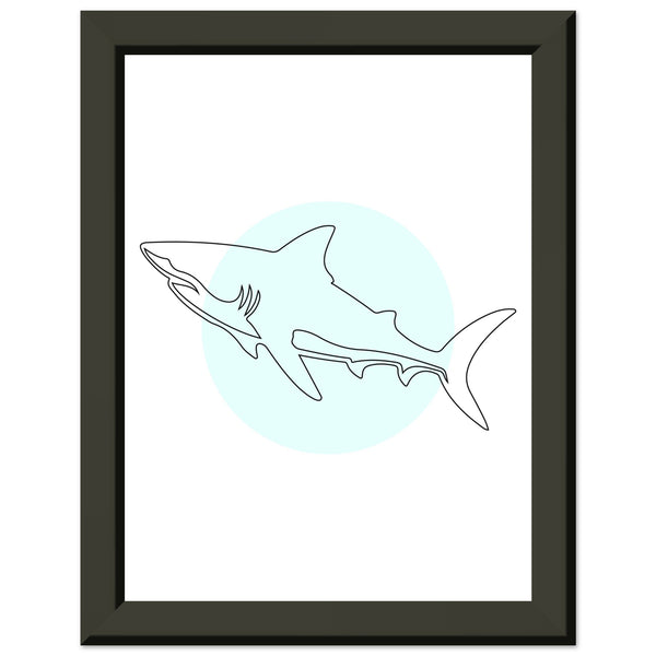 Majestic Shark - Minimalist Line Art - 15x20 cm 6x8″ - Metal Framed Posters