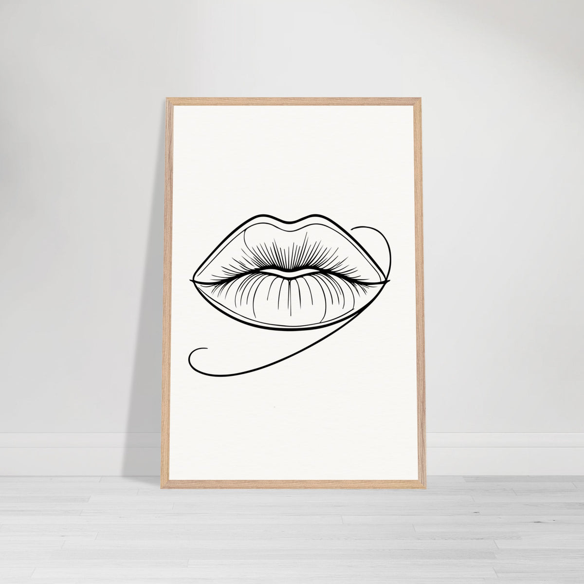 Natural Beauty - Framed Lips Artwork on Matte Paper - 60x90 cm 24x36″ Wood frame - Wooden Framed Posters