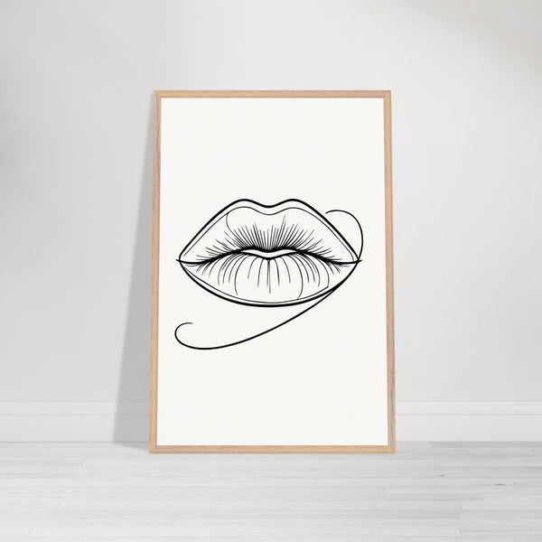 Natural Beauty - Framed Lips Artwork on Matte Paper - 60x90 cm 24x36″ Wood frame - Wooden Framed Posters