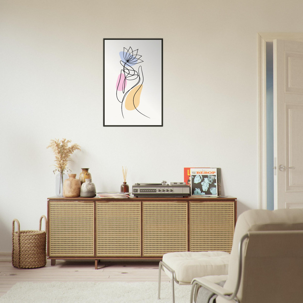 Serenity in Lines - Contemporary Floral Art - - Metal Framed Posters