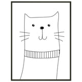 Whiskered Wonder - Charming Cat Art Print - 45x60 cm 18x24″ - Metal Framed Posters