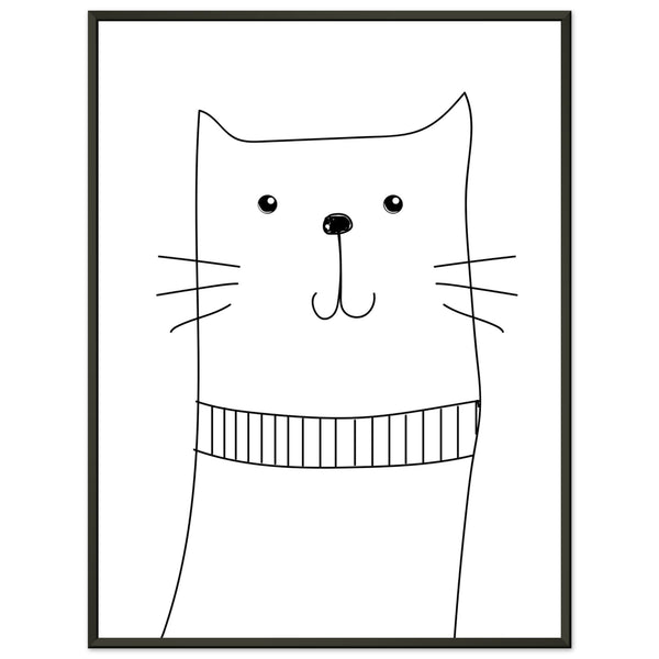 Whiskered Wonder - Charming Cat Art Print - 45x60 cm 18x24″ - Metal Framed Posters