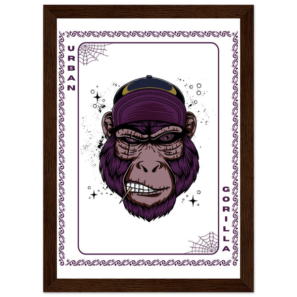 Elevate Your Decor - Steampunk, Funky, and Urban Gorilla Poster Set - A4 21x29.7 cm 8x12″ Dark wood frame Urban Gorilla - Wooden Framed Posters