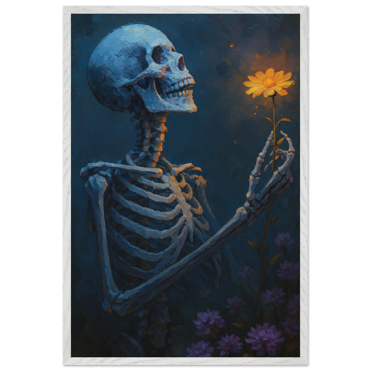 Life & Death Art Print – Philosophical Wooden Frame Poster - White frame - Wooden Framed Posters