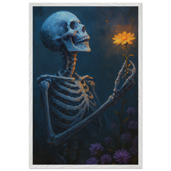 Life & Death Art Print – Philosophical Wooden Frame Poster - White frame - Wooden Framed Posters