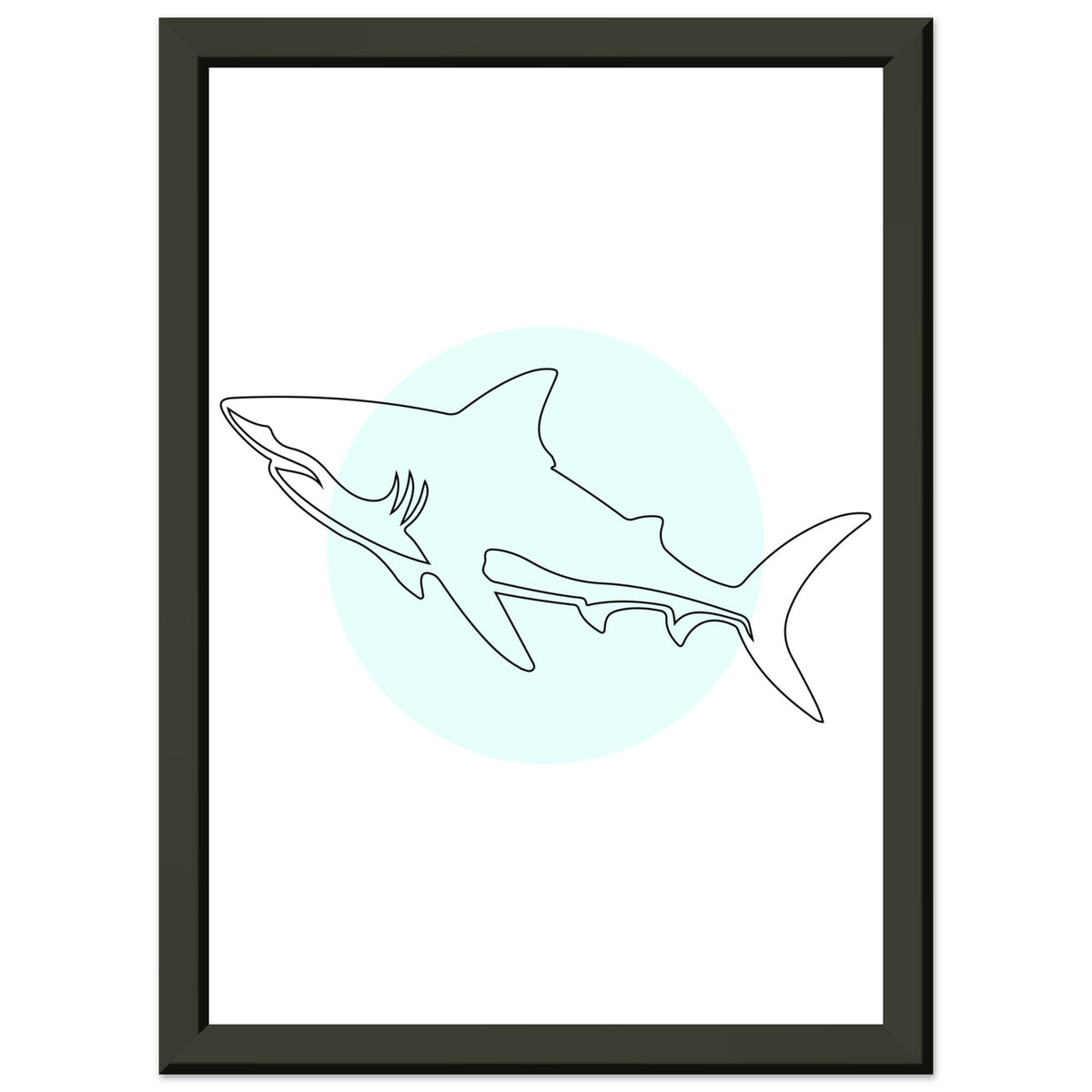 Majestic Shark - Minimalist Line Art - A4 21x29.7 cm 8x12″ - Metal Framed Posters