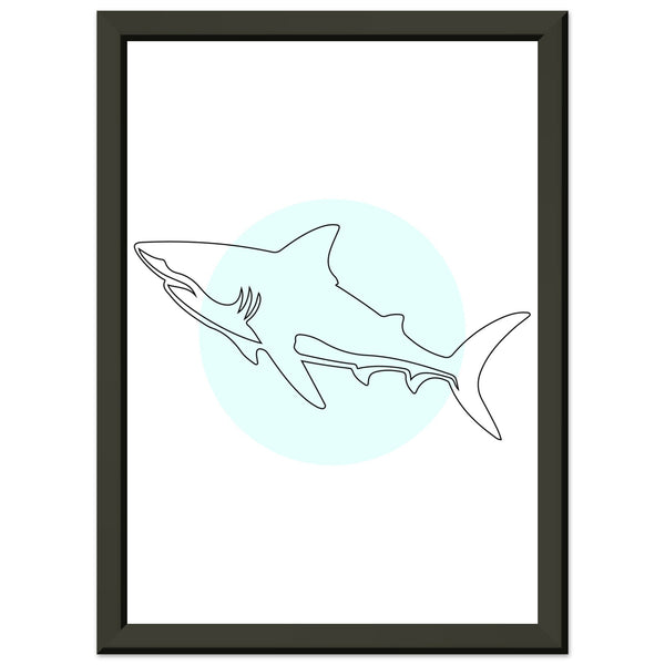 Majestic Shark - Minimalist Line Art - A4 21x29.7 cm 8x12″ - Metal Framed Posters